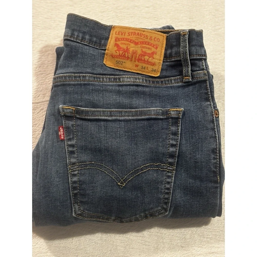 Levi's 502 Jeans Men's 34x34 (actual 34x32) Tapered Blue‎ Denim